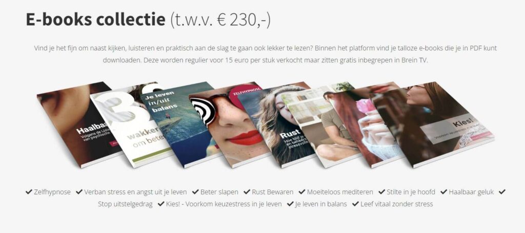 Foto van de ebook collectie van brein tv