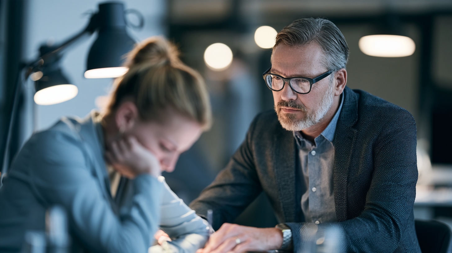 manager geeft kritiek aan een medewerker op kantoor