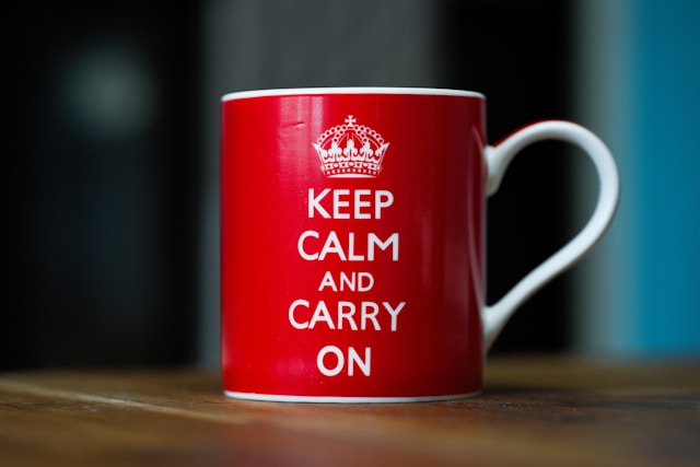 Mok met keep calm and carry on