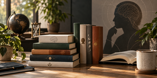 Warme studio met boeken en breinkunst